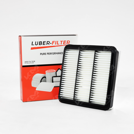 Filtro de aire KM Motos para L200 2006-2020, muestra el filtro de aire rectangular y el marco de plástico en la imagen.