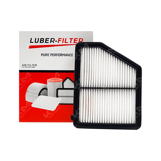 Filtro de aire para Honda Civic 2016-2023 2.0 de KM Motos, muestra el filtro de aire rectangular y su cubierta de malla.
