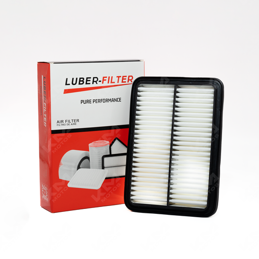 Filtro de aire Toyota EFI de KM Motos, muestra el filtro rectangular con marco negro y elementos filtrantes visibles.