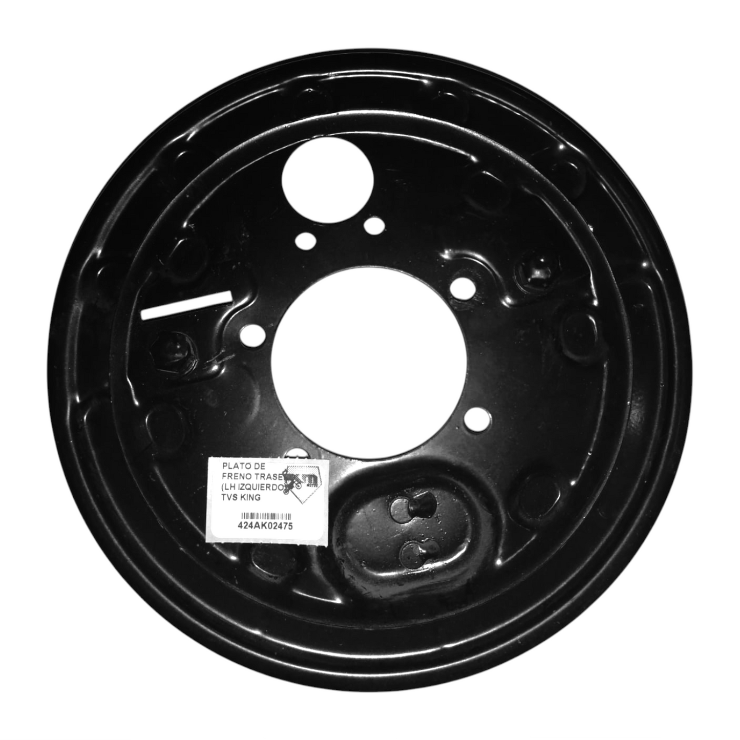 Disco de freno trasero izquierdo para TVS King de la marca UMA, muestra superficie de fricción y montaje.