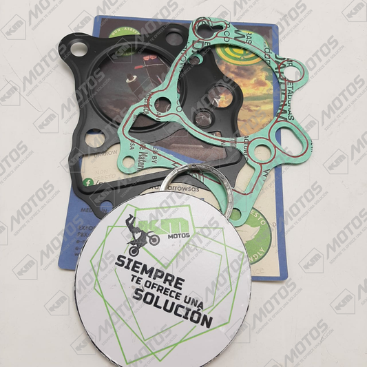 Kit medio de empaques para Suzuki AX4 de KM Motos, componentes de goma y metal para reparación de motor.