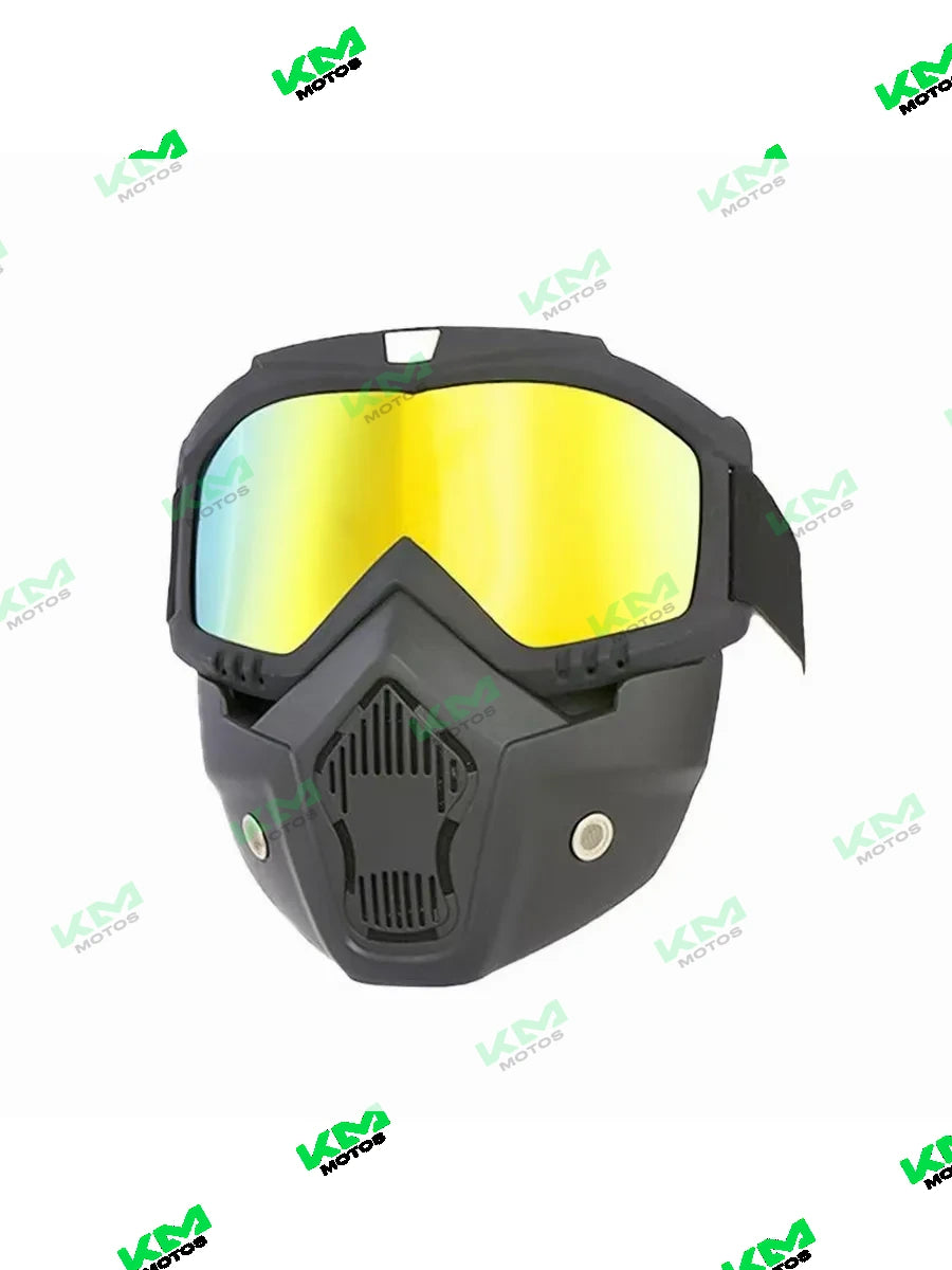 Visor completo negro para casco de motocicleta KM Motos, protección facial y visibilidad clara.