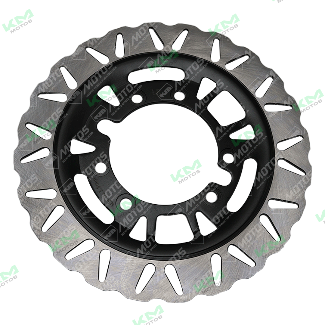 Disco de freno delantero para ZX250R y GXT250R de KM Motos, con superficie de fricción y orificios para montaje.