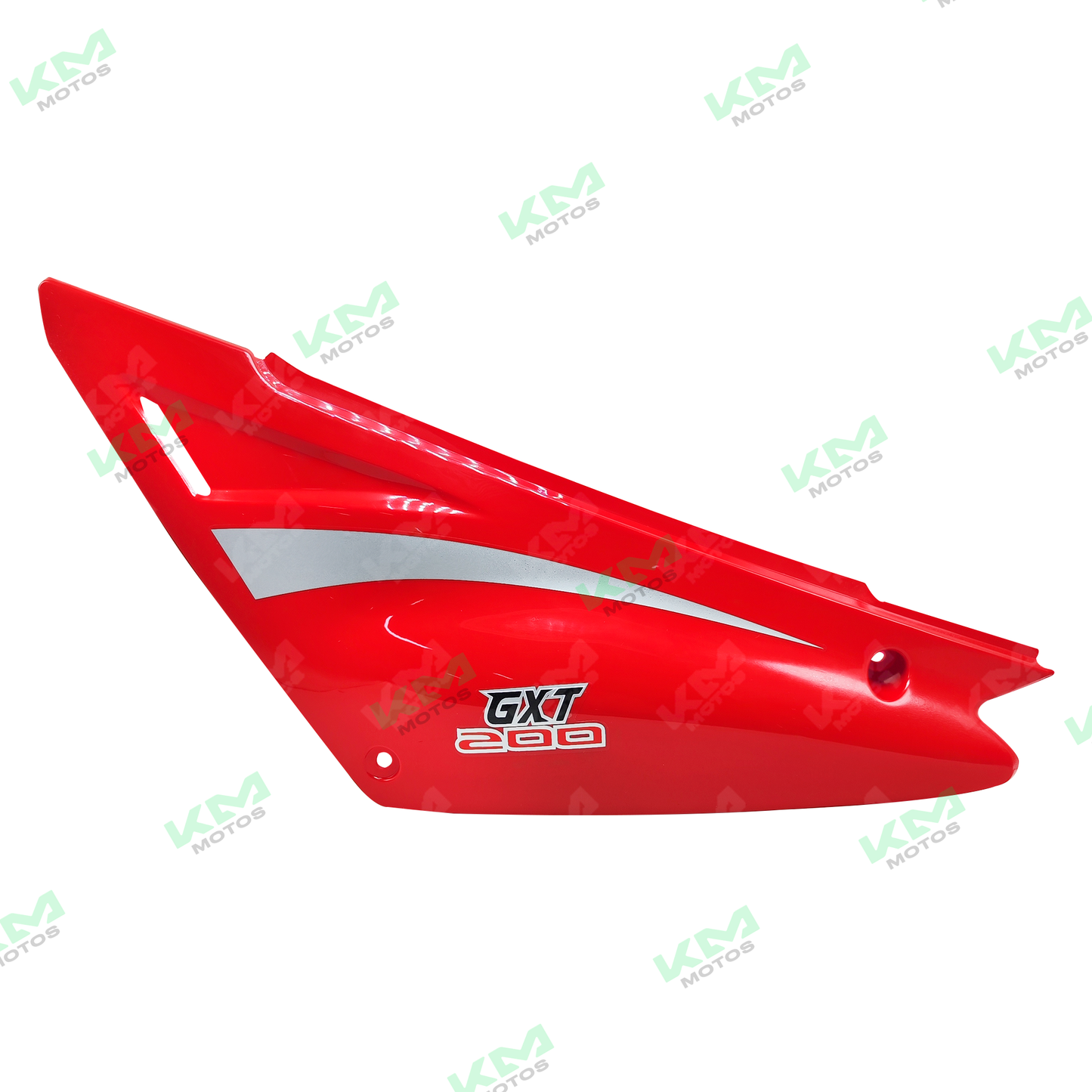 Tapaderas laterales GXT200/KMF rojo de la marca KM Motos, para protección y acabado del lado del motor.