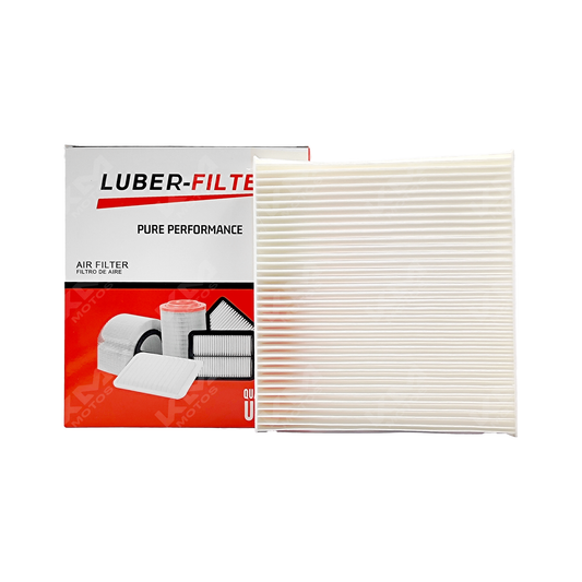 Filtro de aire de cabina para Nissan NP300, Dmax, L200 y Colorado de KM Motos, muestra el filtro y su marco.
