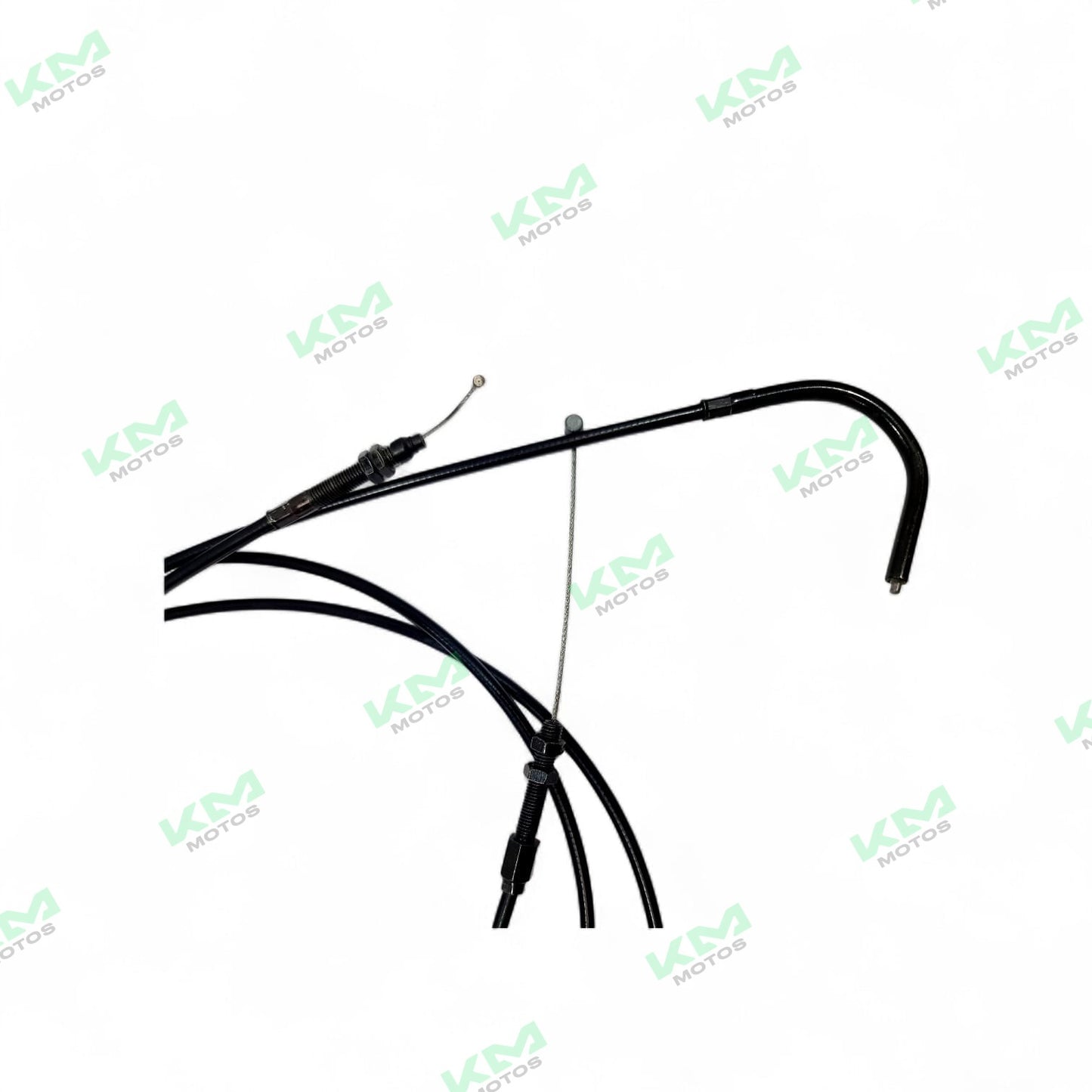 Cable de acelerador para Tvs King, muestra el cable flexible con conectores en ambos extremos sobre fondo neutro.