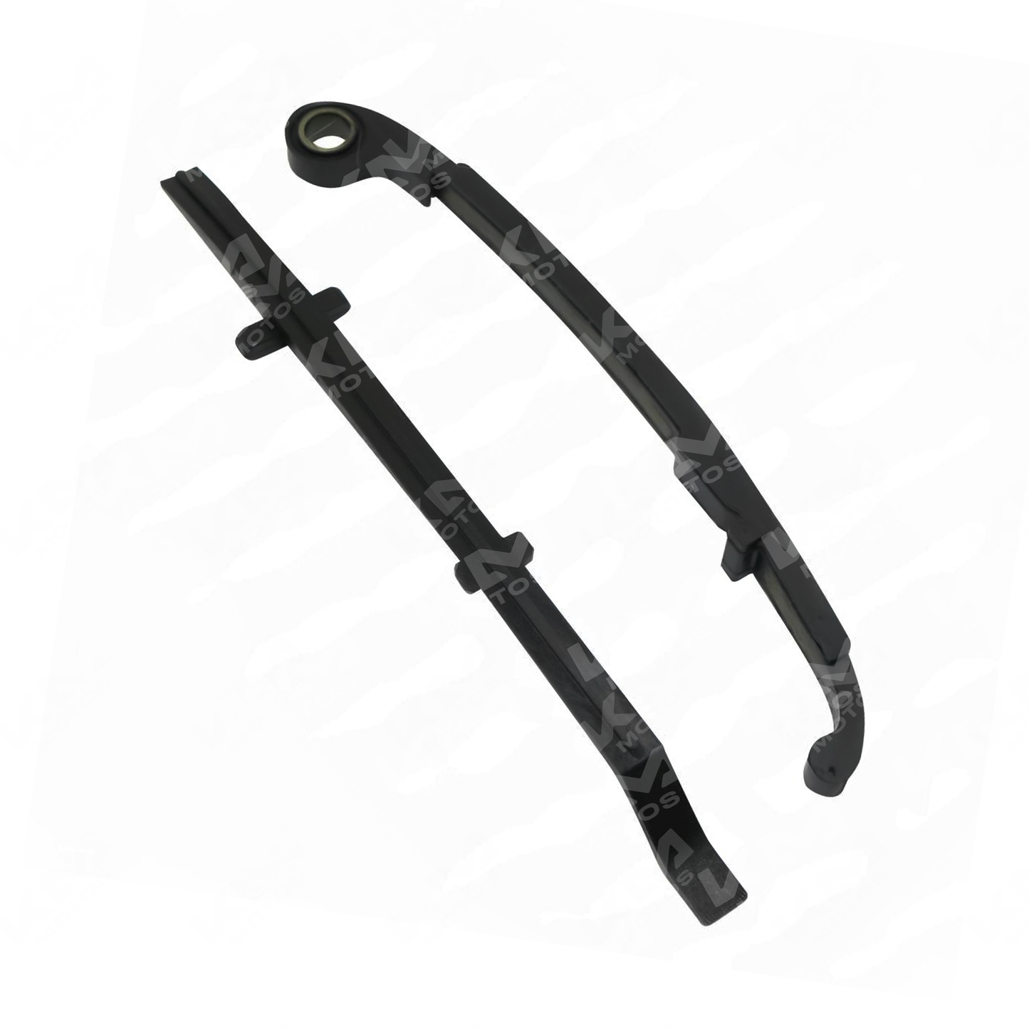 Guía y tensor de cadena de tiempo para Pulsar 135, componente de reparación para motor, en color negro con partes metálicas.