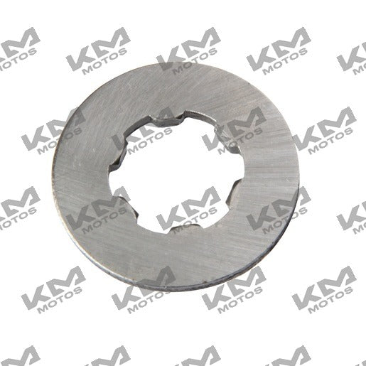 Arandela Zdm200 Italika, sistema de motor original E13060080, componente mecánico para motos Italika, vista clara del producto.
