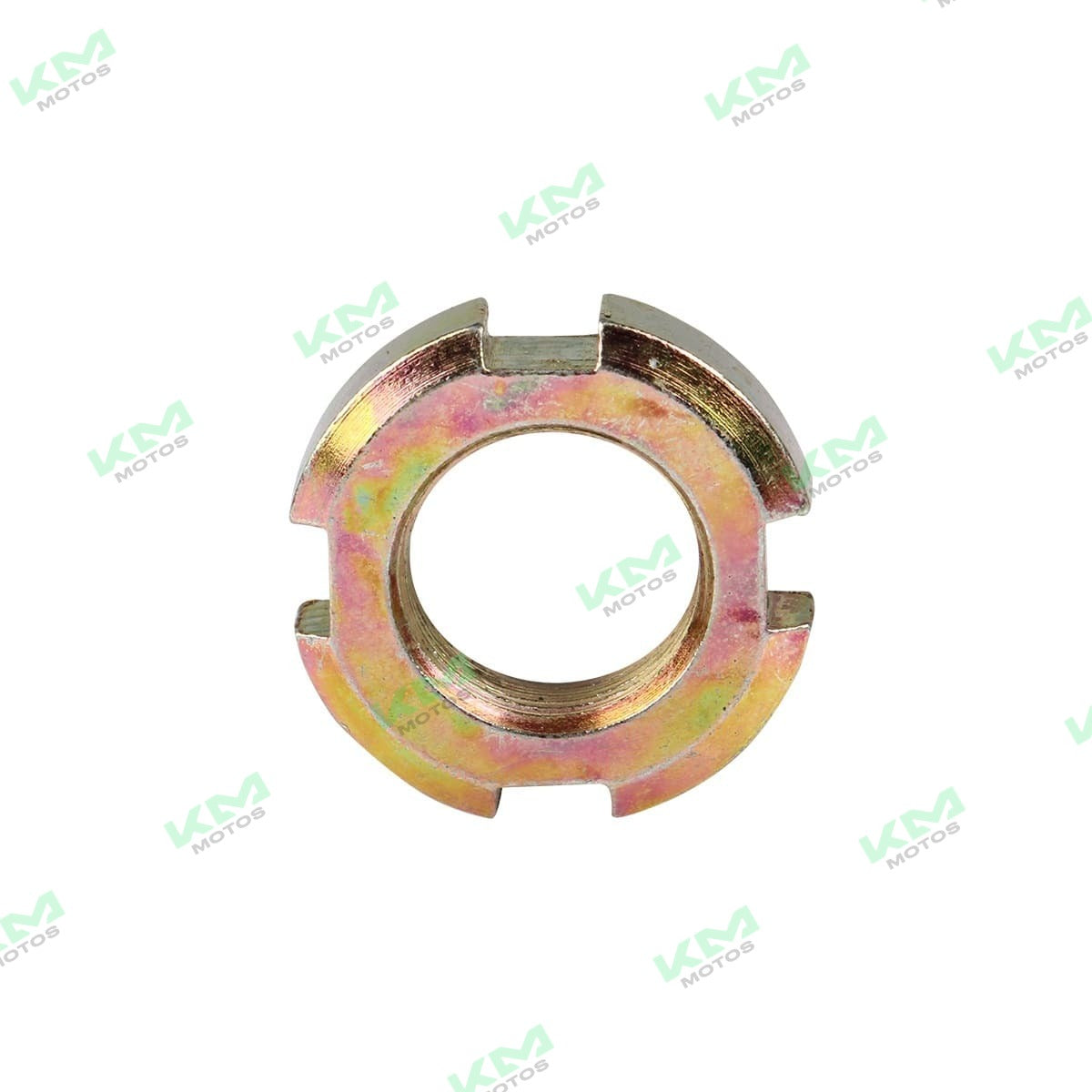 Tuerca Zdm200 original de Italika, componente del sistema de accesorios, muestra detalles de metal y acabado en la imagen.