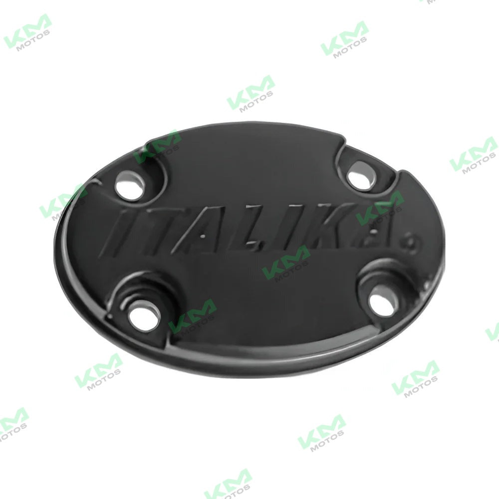 Cubierta decorativa izquierda para sistema de chasis Italika FT150 en color grafito, modelo E11010037, parte original.