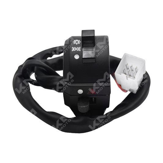 Mando derecho para motocicleta KM Motos FT125 clásica, New Sport o TS, en color negro con detalles de control.