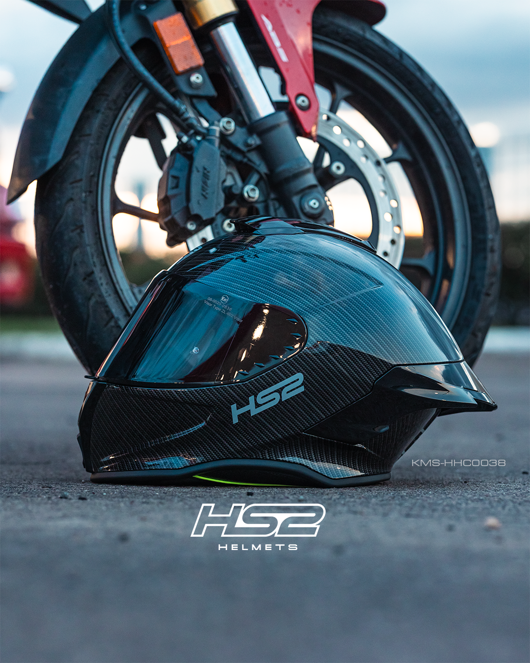 Casco integral HS2 ZL-602 HS2 fibra de carbono con visera oscura y cierre en L, certificado ECE/DOT para motociclistas