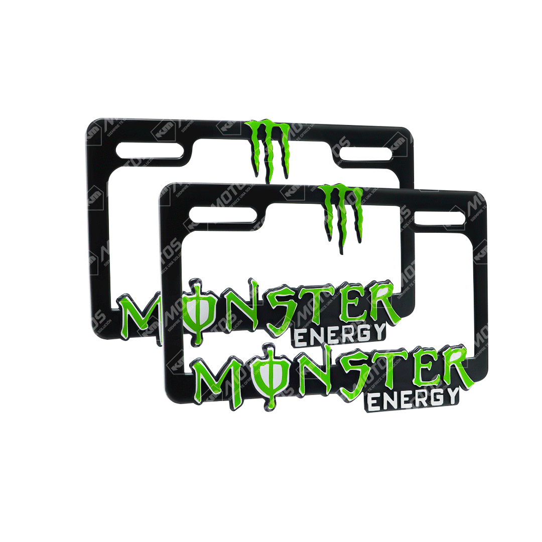 PORTA PLACA P/MOTO + LOGO 3D MONSTER NEGRO - KMMOTOSHN