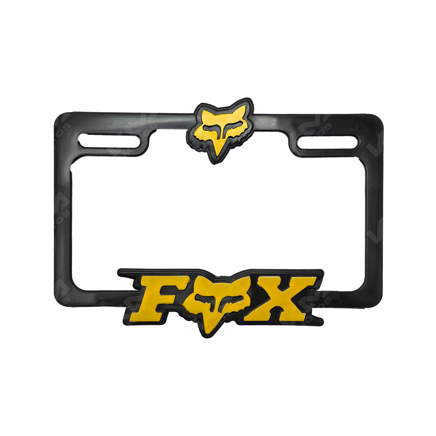 PORTA PLACA P/MOTO + LOGO 3D FOX NEGRO/AMARILLO