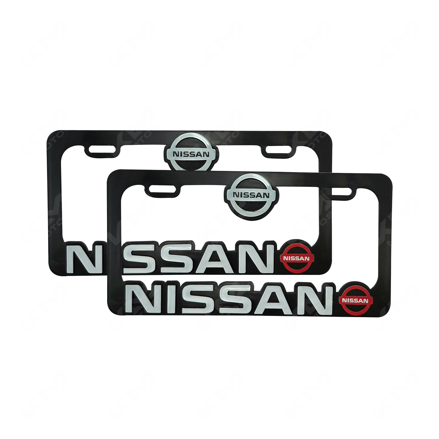 PORTA PLACA P/CARRO + LOGO 3D NISSAN (SET PAR)