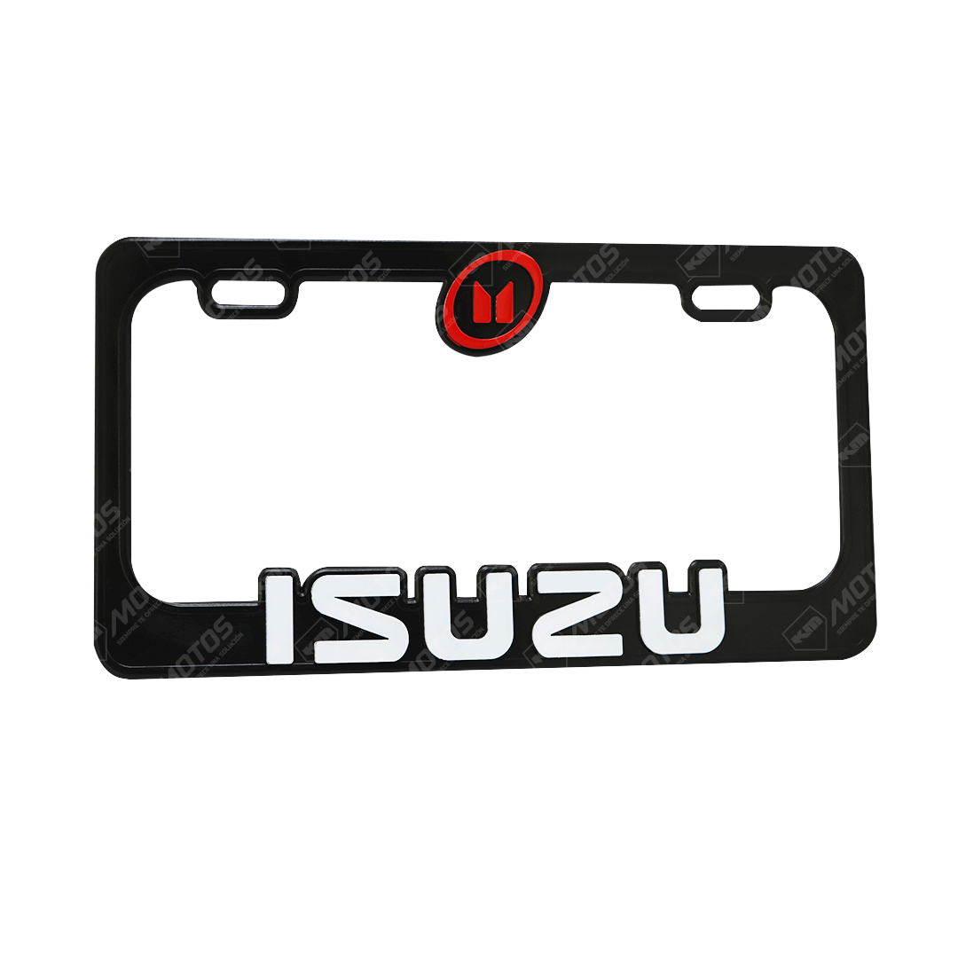 PORTA PLACA P/CARRO + LOGO 3D ISUZU (SET PAR)
