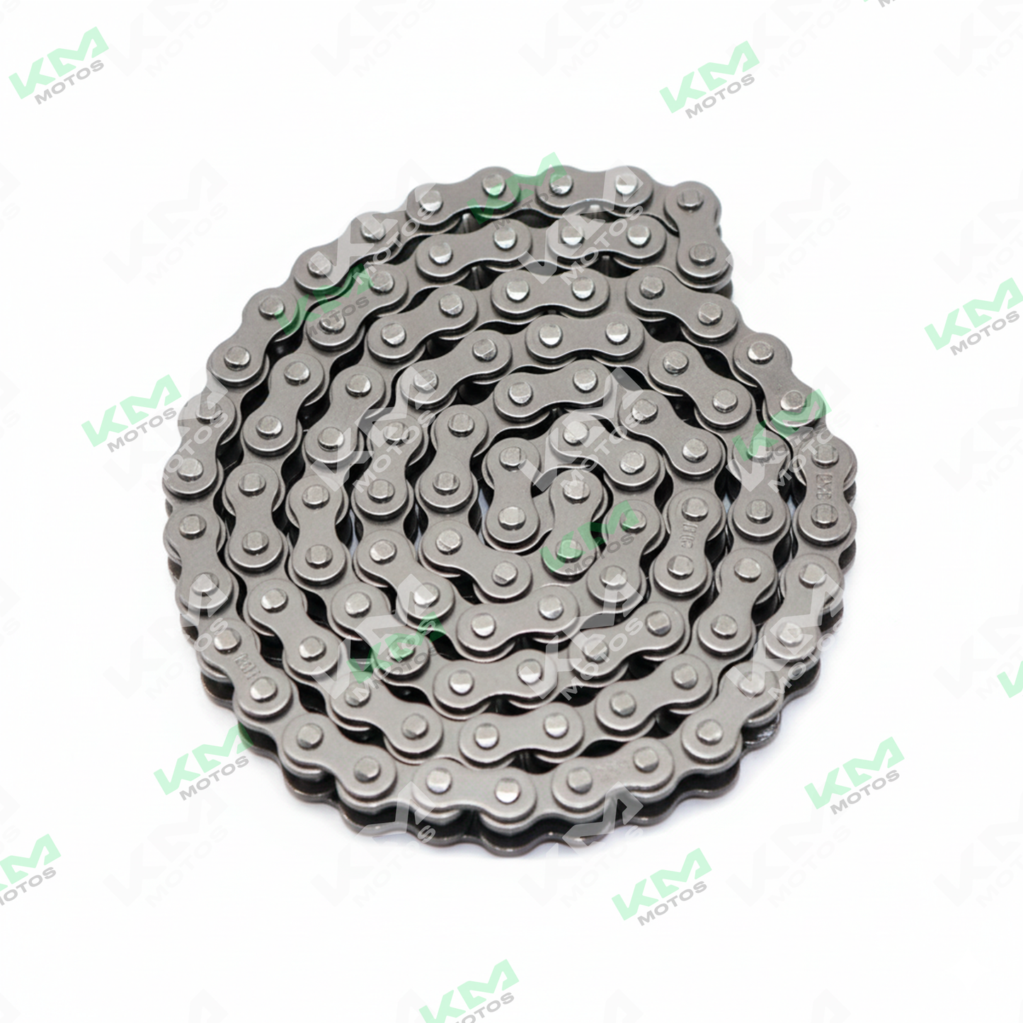 Cadena de tiempo KM Motos 25H-98L para XL125 y GN125, vista detallada de la cadena de transmisión.