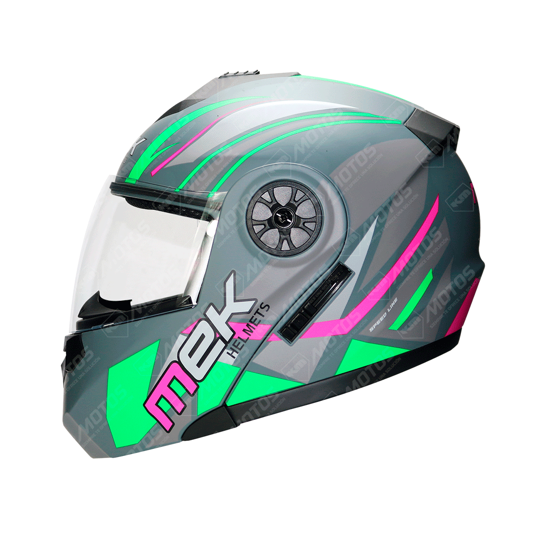 CASCO MODULAR MK759 DOBLE/VISOR TEO 1 VERDE/FUSIA MATE TALLA L