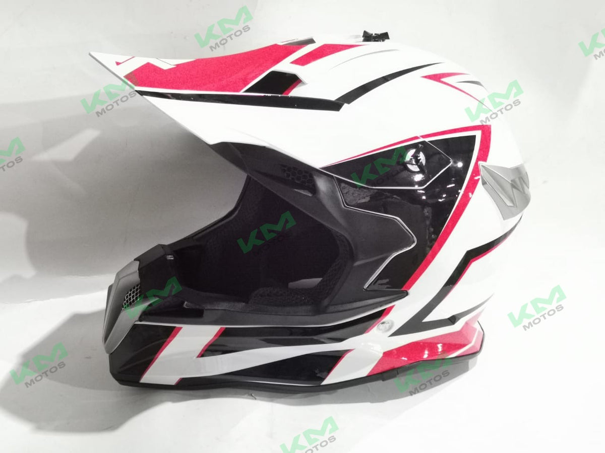 Casco de cross Lr Rockstar azul mate con visera, diseño resistente y seguro para motocross y deportes off-road.