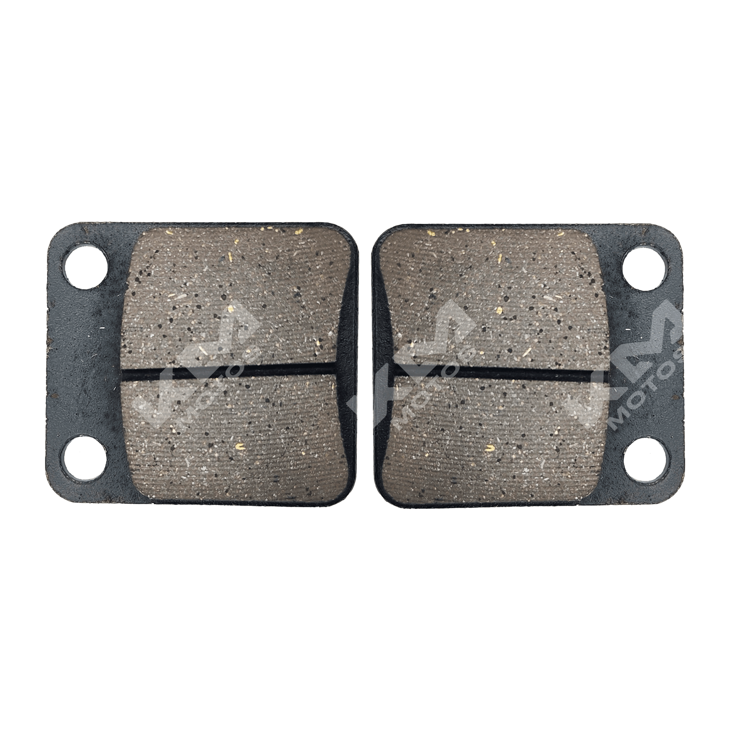 Pastilla de freno cuadrada para DR200 y FT150 de KM Motos, muestra la superficie y forma de la pastilla de freno.