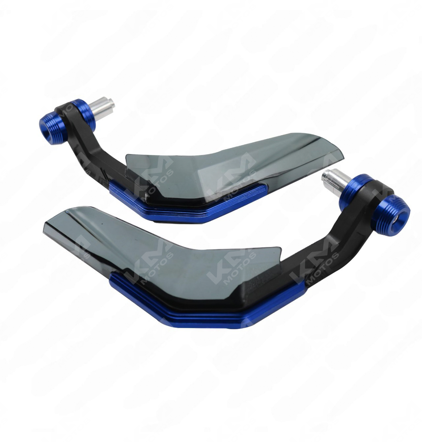 Protector de manecillas KM Motos LR01 Racing Plus azul, de contrapesa, para mayor seguridad y protección en motocicletas.