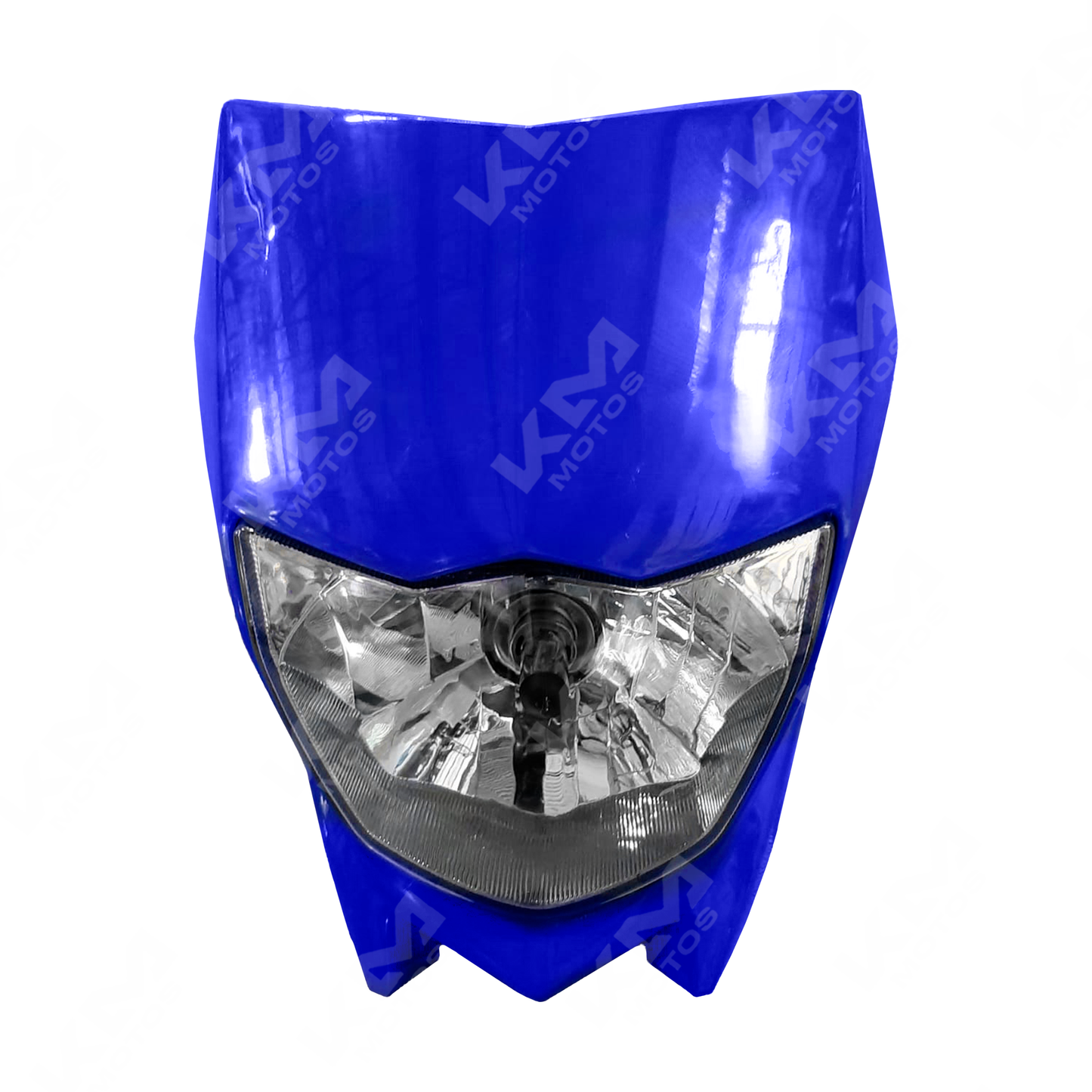 Imagen de la carcasa delantera para moto CARENA XTZ125/RTZ150 de KM Motos, muestra detalles en plástico negro y diseño aerodinámico.