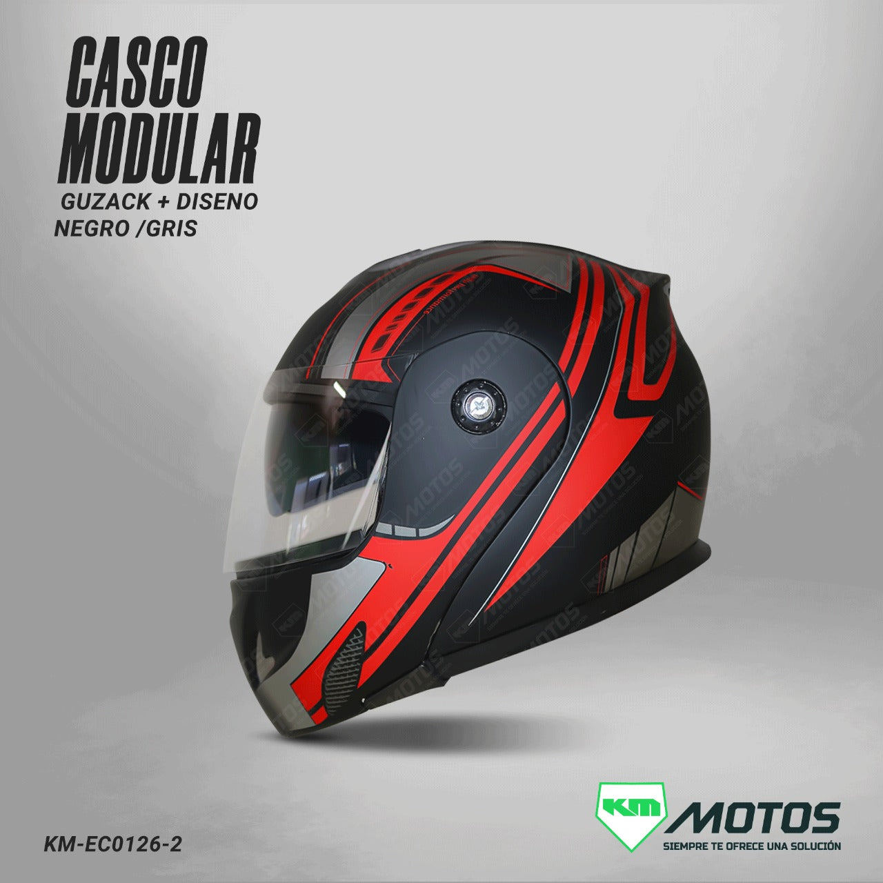 CASCO MODULAR GUZACK + DISENO NEGRO/GRIS