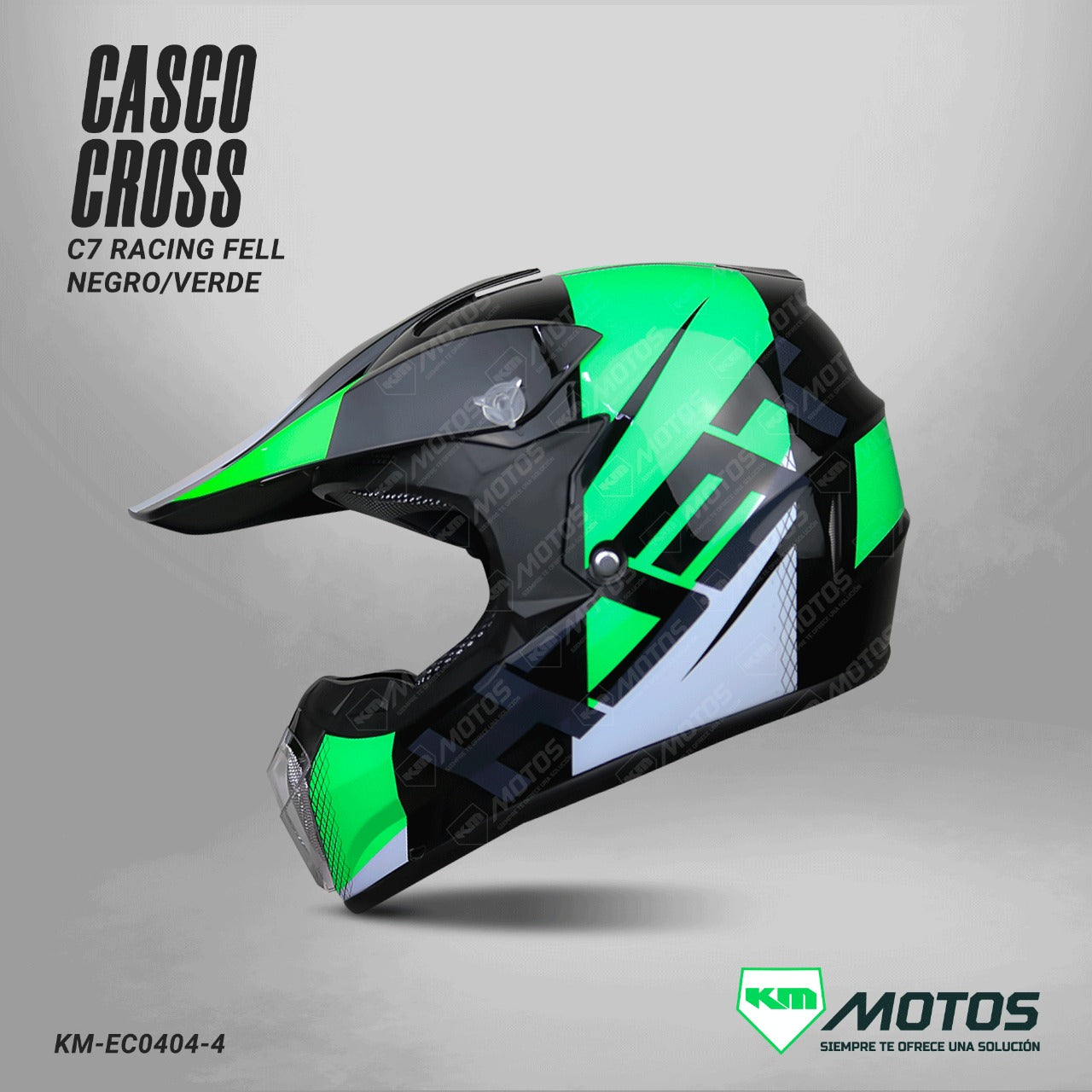 CASCO CROSS C7 RACING FELL NEGRO/VERDE