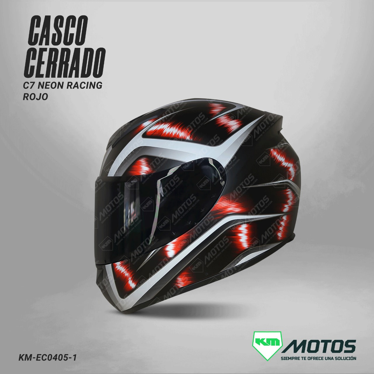 CASCO CERRADO C7 NEON ROJO RACING