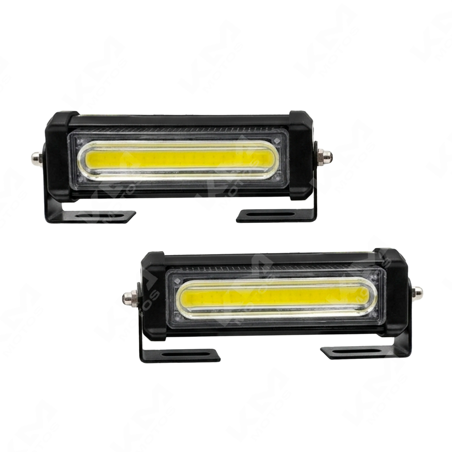 Luces LED superbrillantes blancas KM Motos con control, diseño compacto y moderno para motocicletas.
