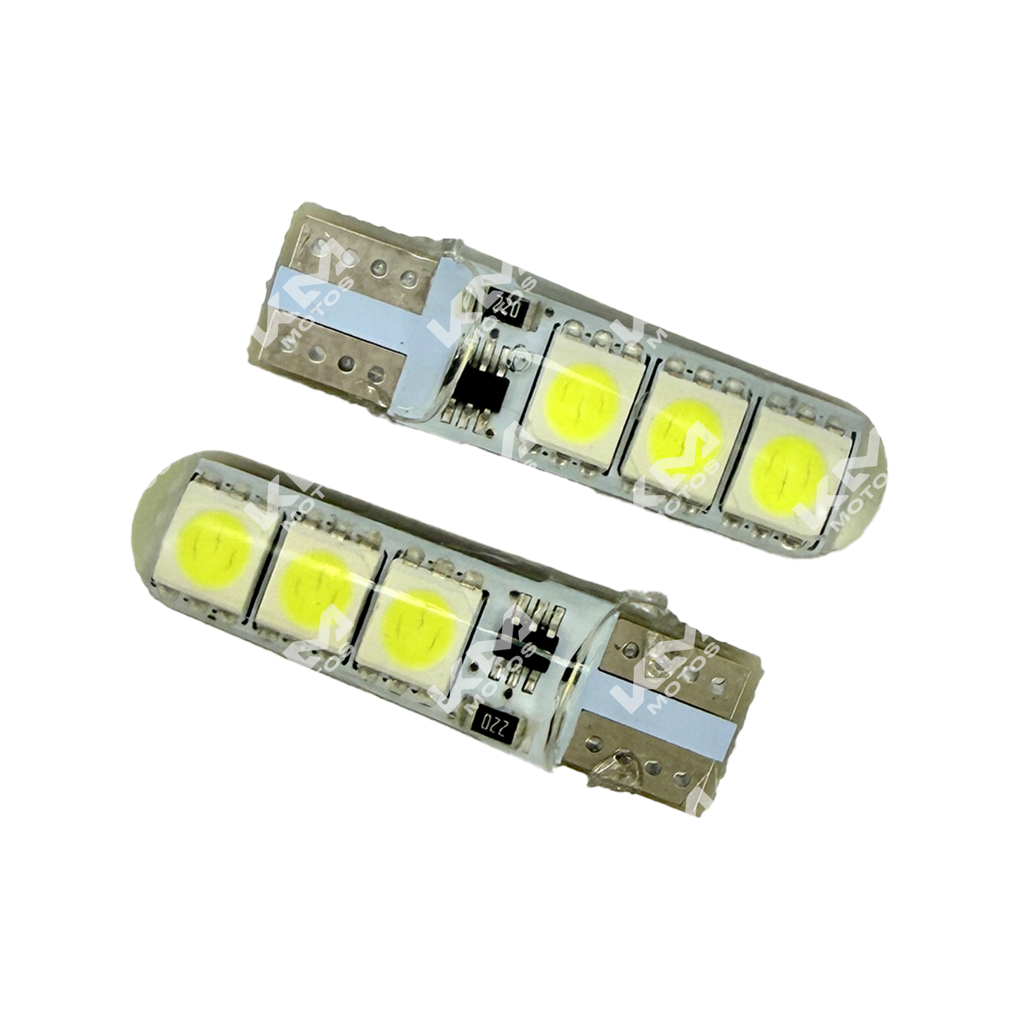 Muelitas LED blancas para motocicleta KM Motos en blíster, con foco brillante y diseño compacto para iluminación eficiente
