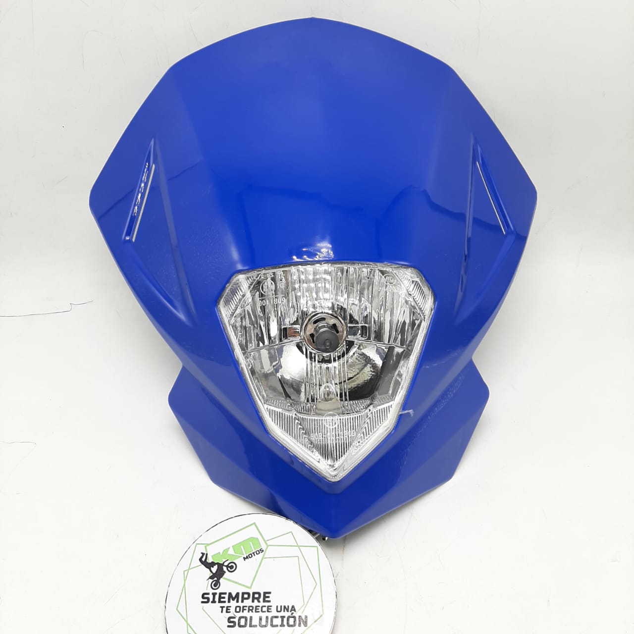 Carena completa de supermoto azul para motocicleta KM Motos, con detalles y acabado en color azul brillante.