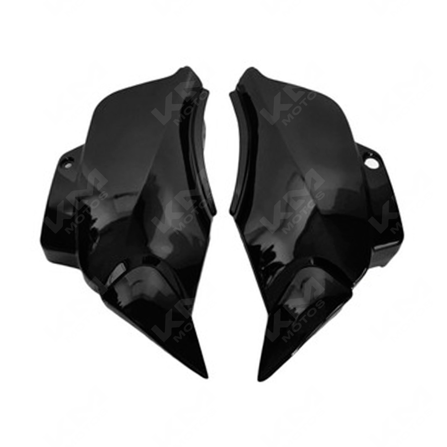 Tapaderas laterales negras para FT150 de KM Motos, protección y estilo para la motocicleta.