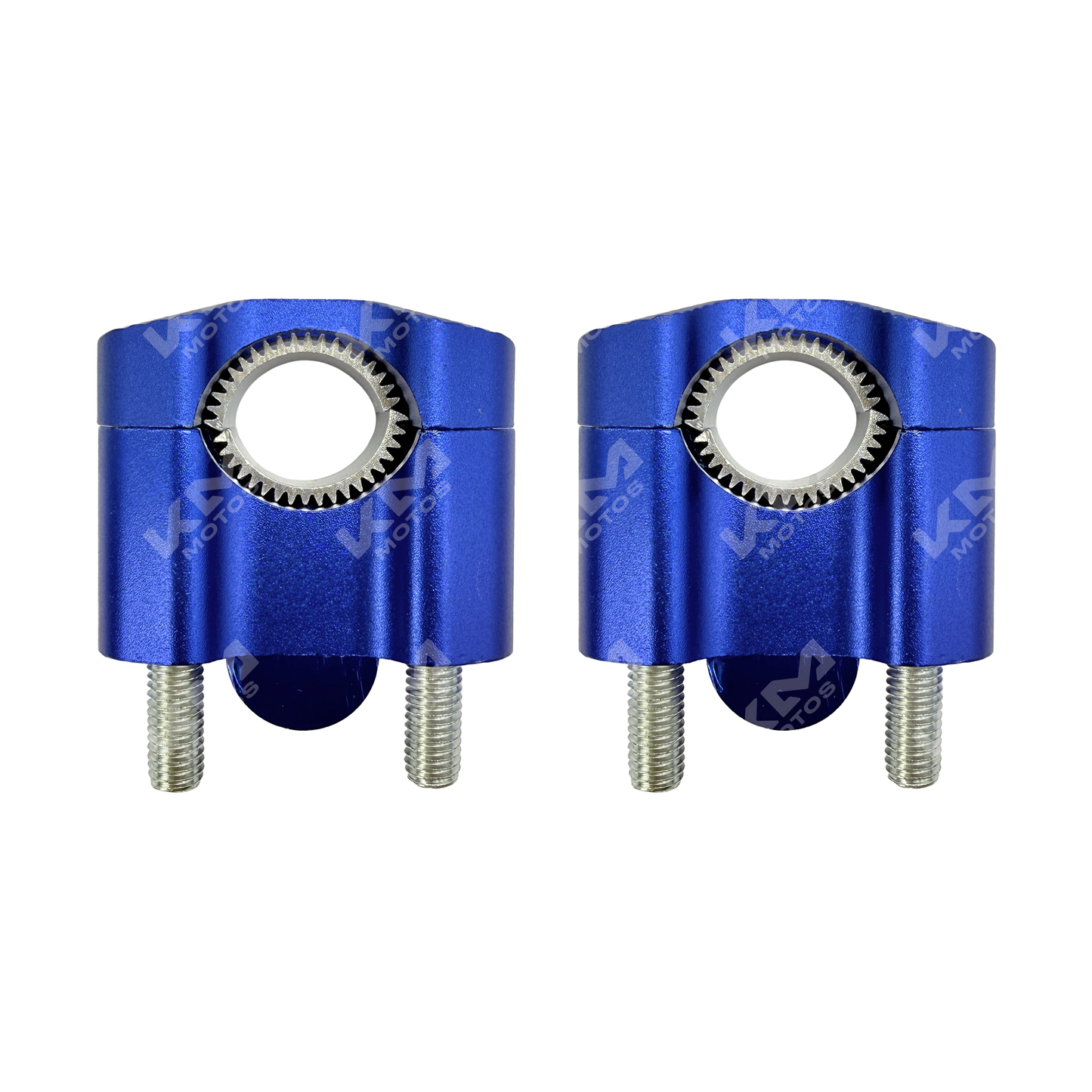 Anclas de timón de lujo azul de KM Motos, diseño elegante y resistente para motocicletas.