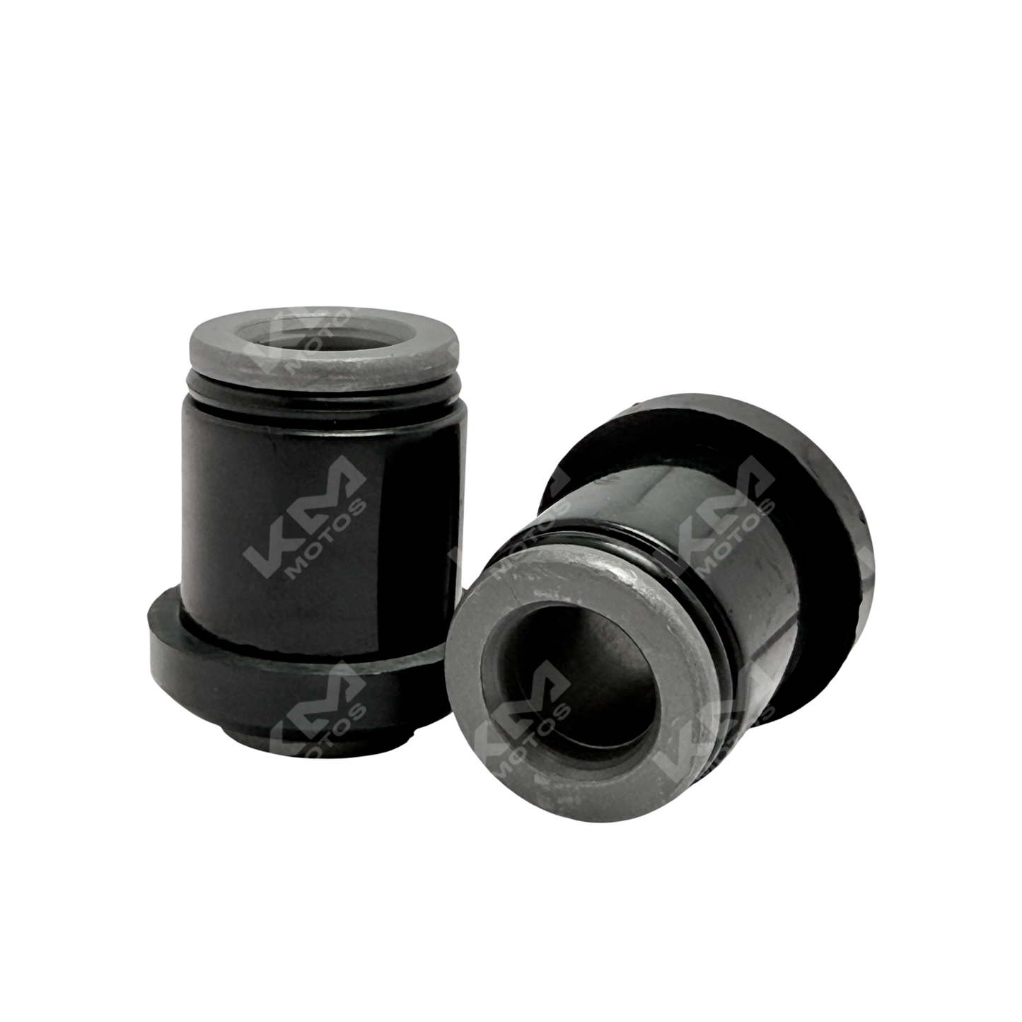 Bujes de tijera de HJ KM Motos, set de 4 piezas, componentes para suspensión de motocicleta, imágenes de los bujes en color metálico.