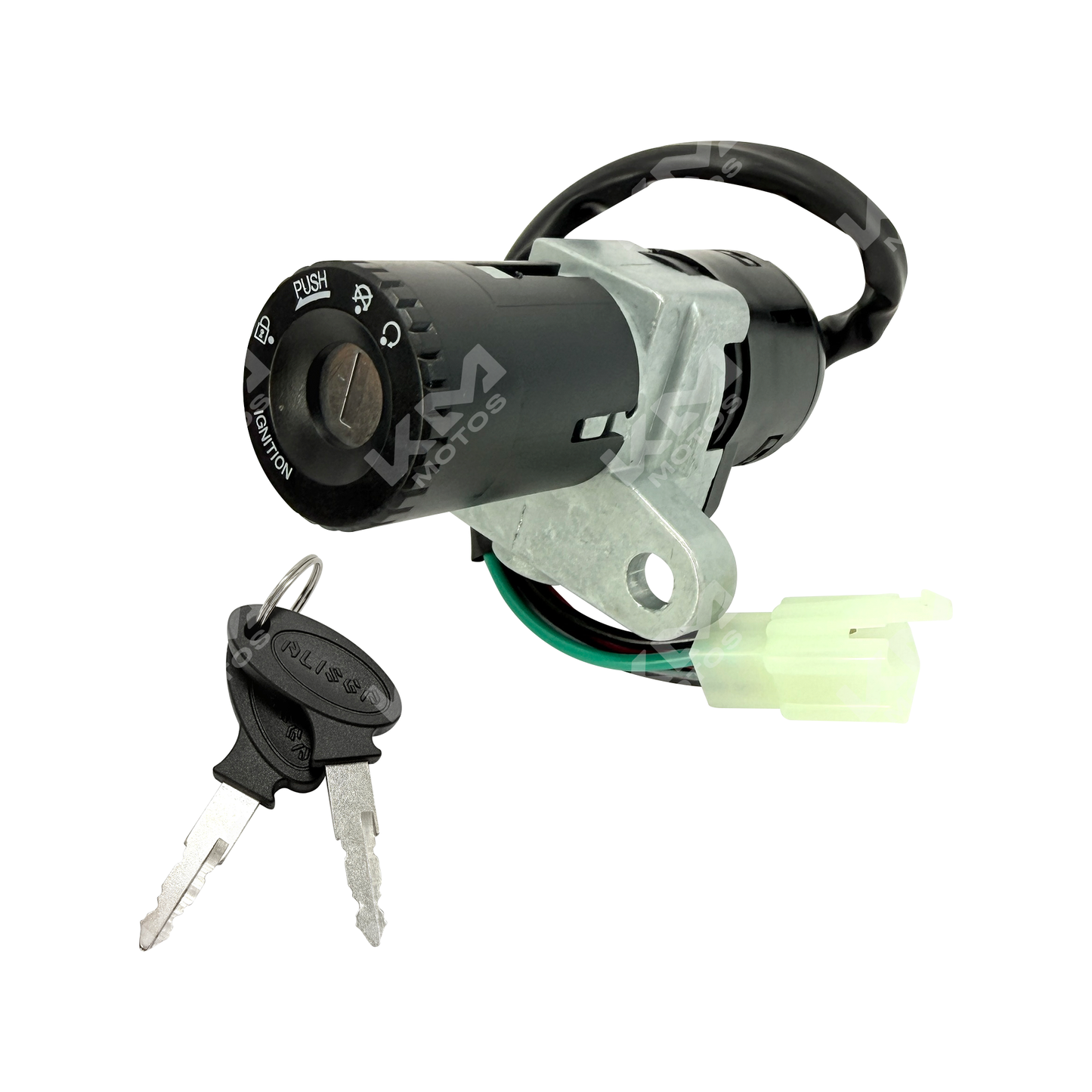 CDI redondo para motos KM Motos CG125 y GY6, componente eléctrico negro con conexiones visibles en la imagen