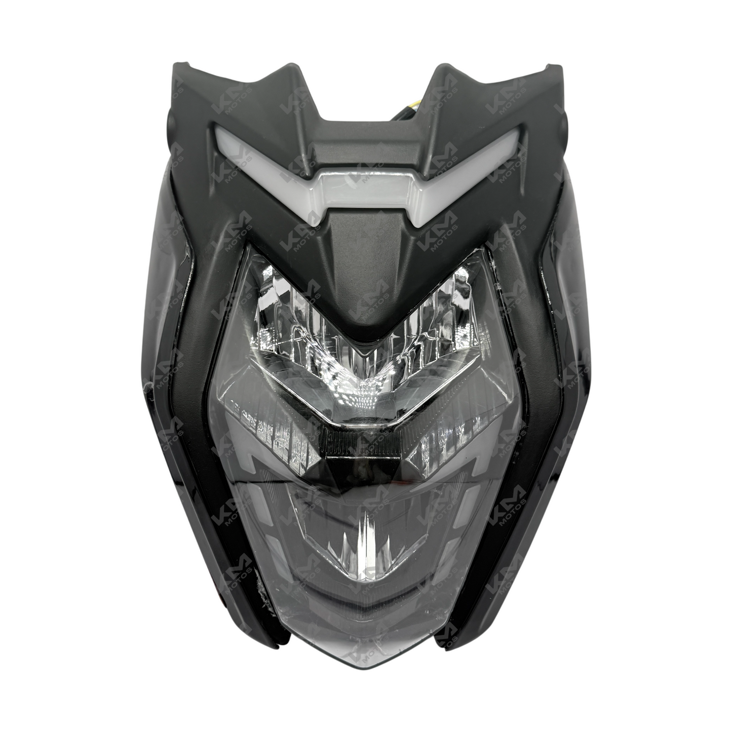 Carena completa KMMOTOS para Loncin CR5 e Italika 250Z, con soporte para teléfono y diseño aerodinámico.