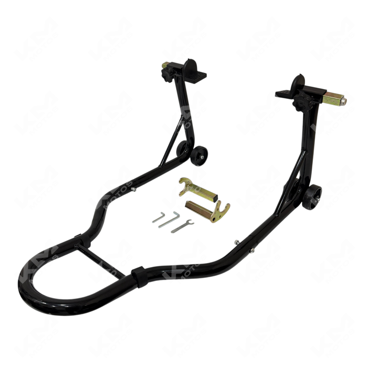 Embancador universal del Y Tra de 5.5kg en color negro, marca KM Motos, con mango y peso visible.
