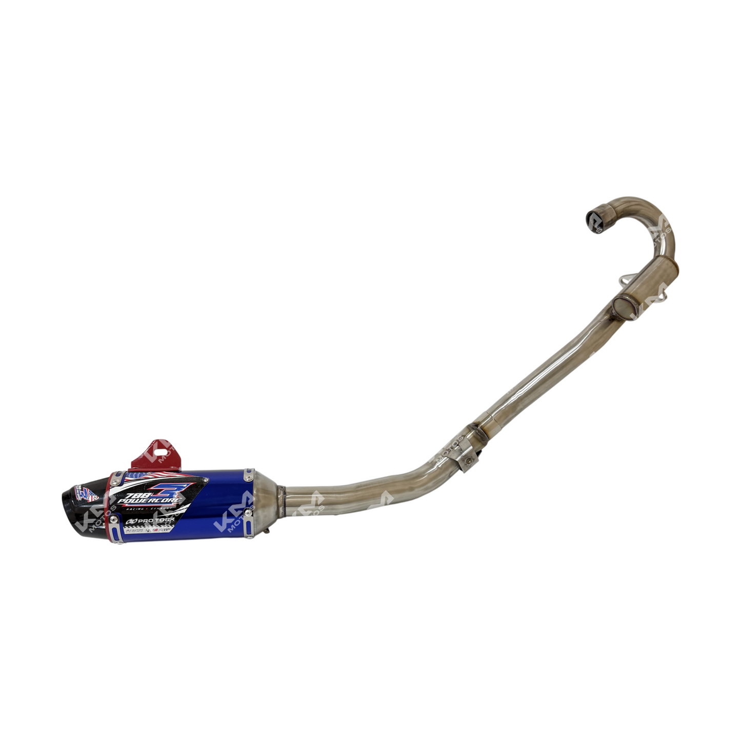 Escape completo para sistema CRF 230 de KMMOTOS, tubo de escape de diseño resistente y acabado en negro.