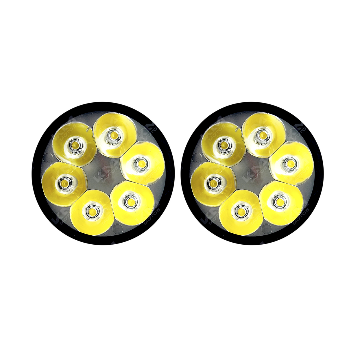 Luz LED circular de 6 pines en pareja para timón, marca KM Motos, luz roja para motocicleta.