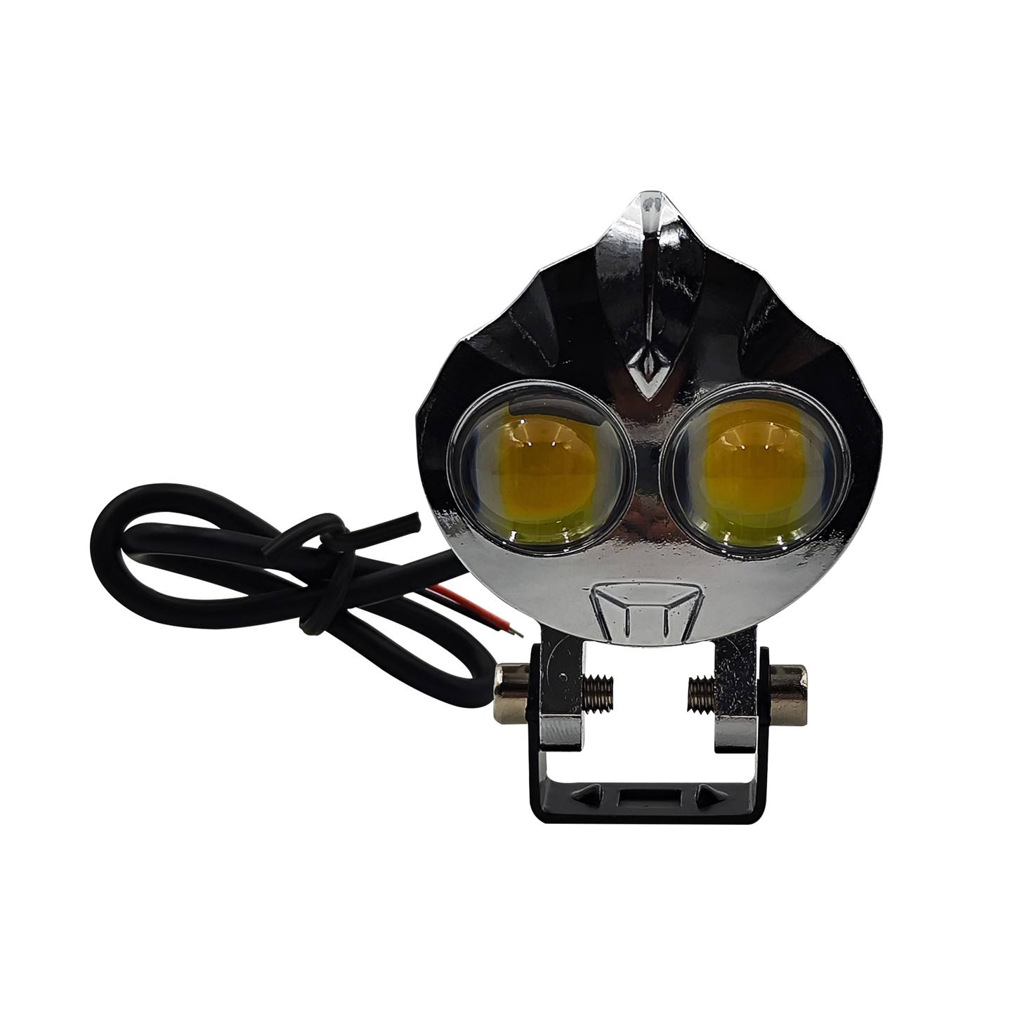 Luz LED bicolor de 2 pines para alto alcance con flash y base de KM Motos, diseñada para iluminación de vehículos.