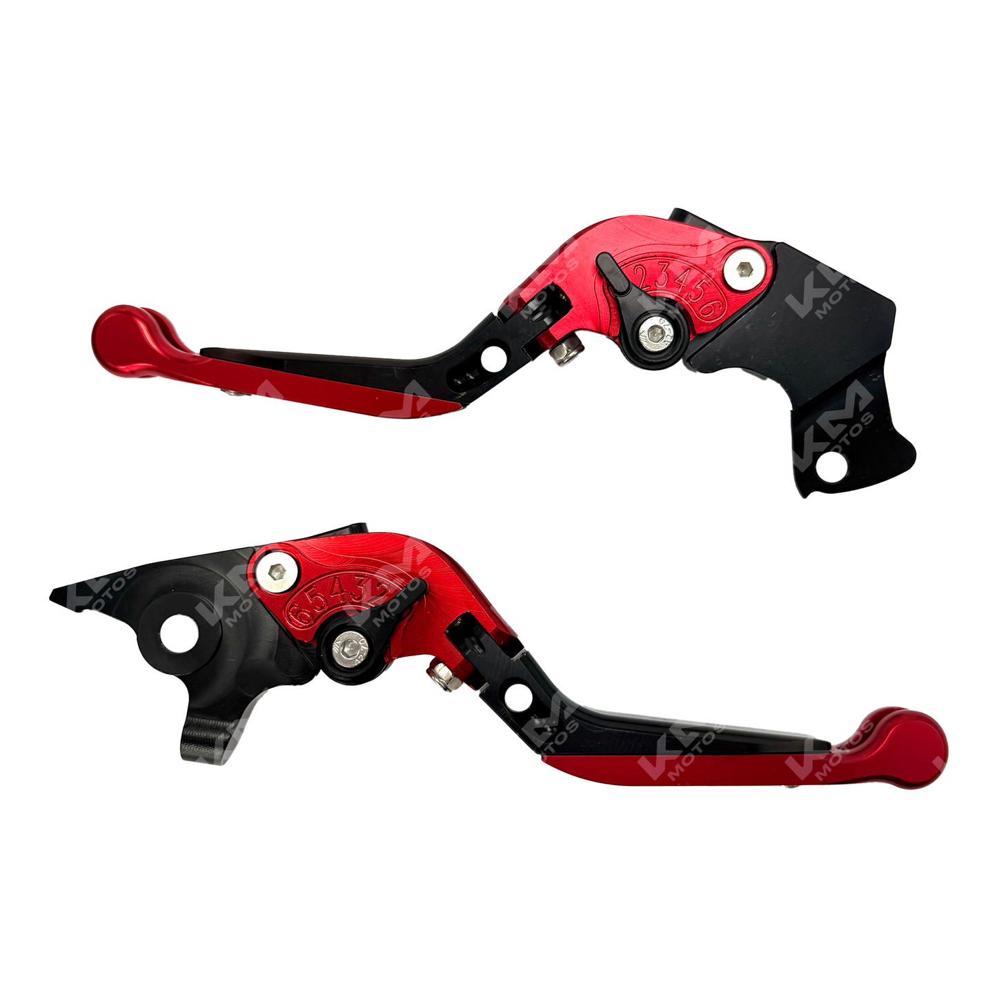 Manecillas de freno racing retráctil KM Motos para NS200, 180 y 160, en color negro con detalles de diseño aerodinámico.