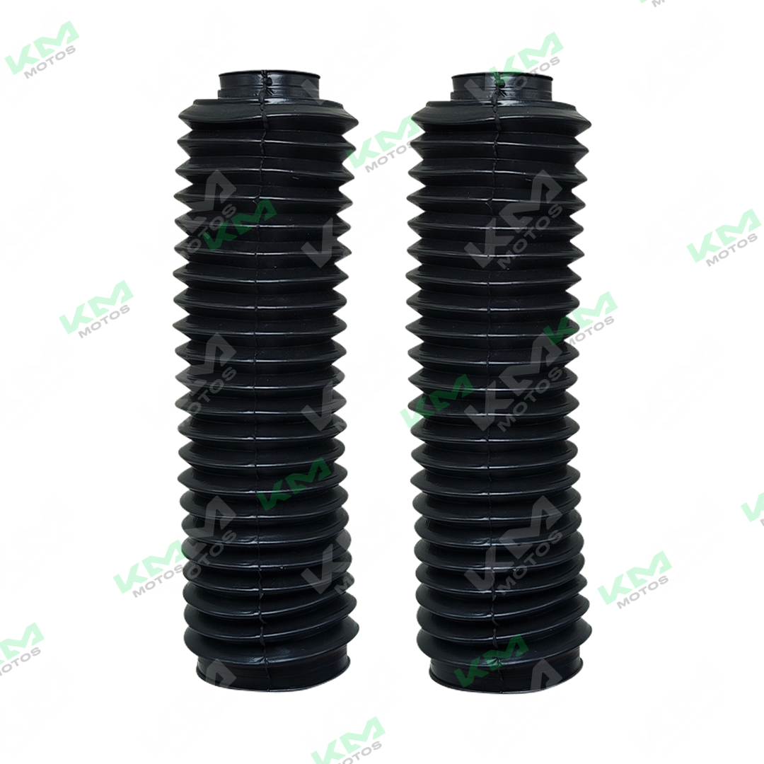 Polveras negras KM Motos GXT/KMF a/r para motocicletas, con diseño resistente y duradero, visible en la imagen.