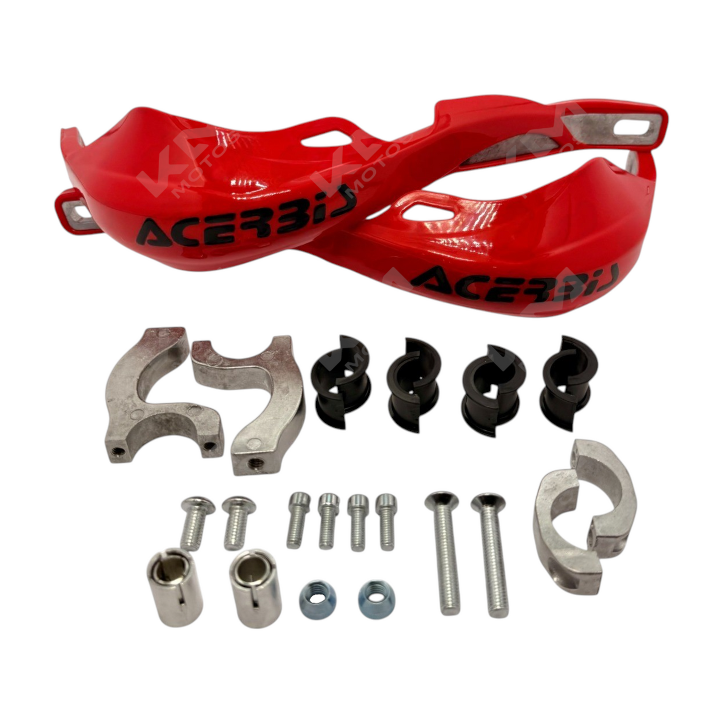 Protector de puños de metal rojo Acerbis para motocicletas, resistente y duradero, compatible con modelos KMMOTOS.