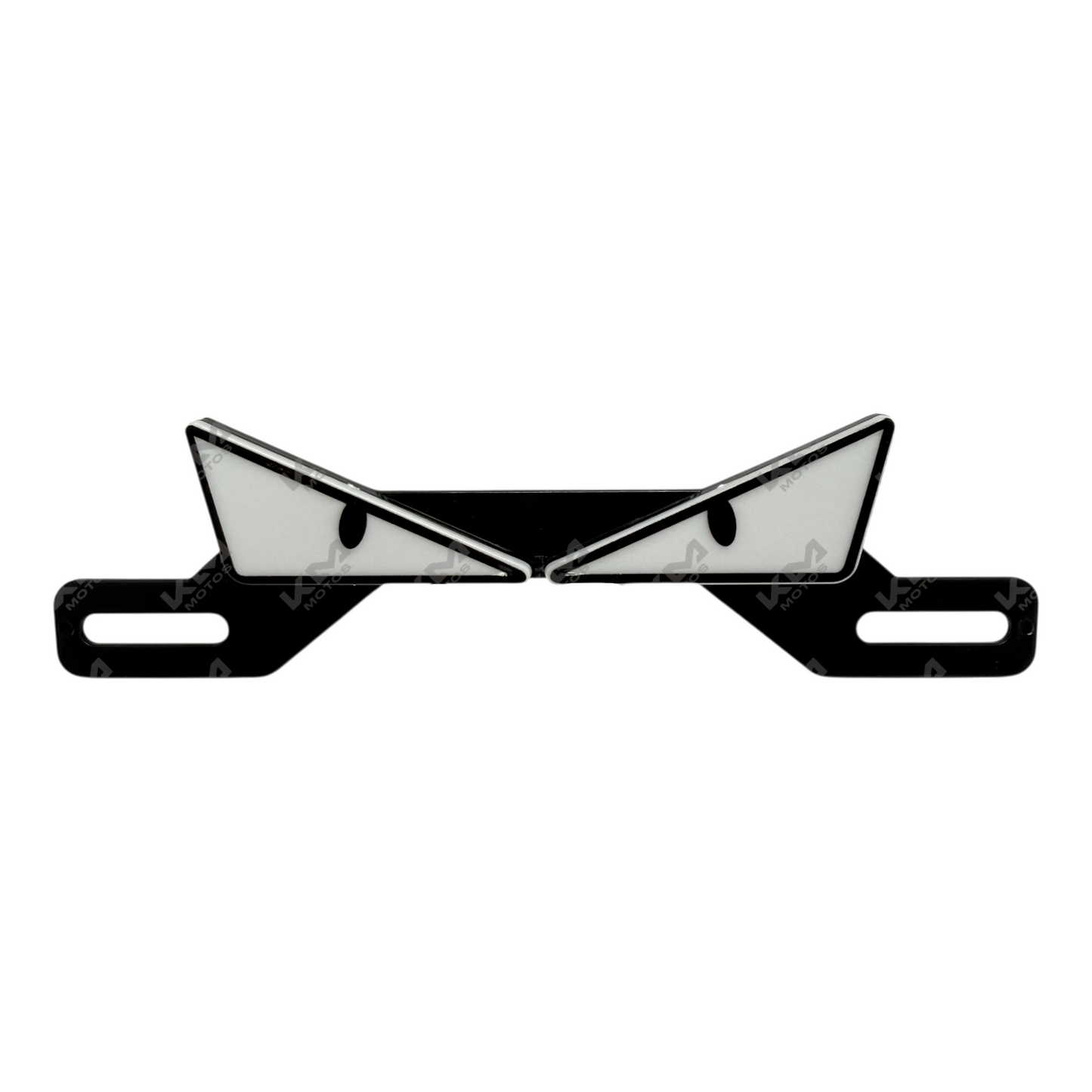 Porta placa con stop ojos LED de KMMOTOS, resistente y moderno, con iluminación LED para señalización de vehículos.
