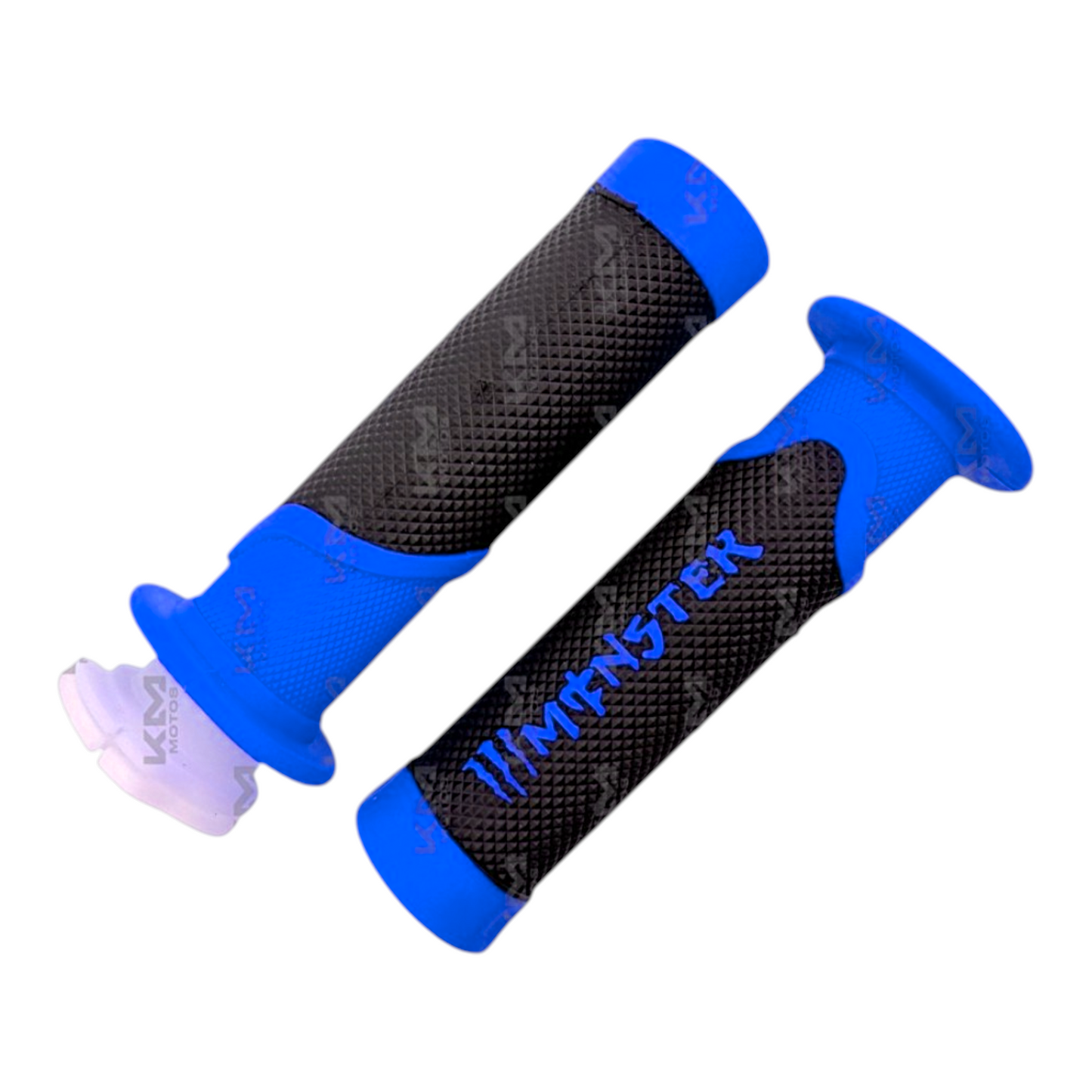 Pepes KMMOTOS Monster color con hueso azul, figura de peluche con diseño de monstruo y hueso en colores vibrantes, vista frontal.