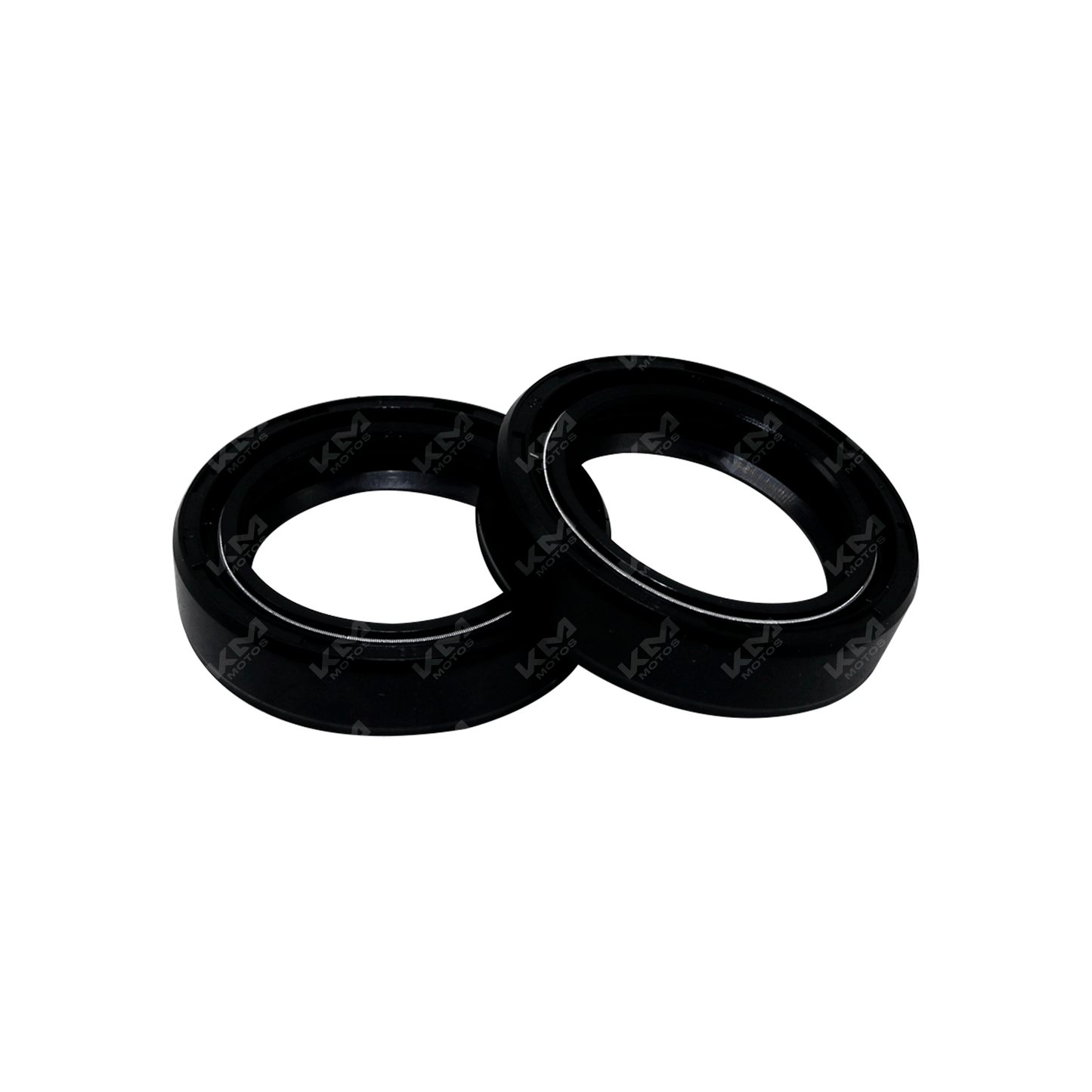 Sellos de barra KM Motos 31x43x10.5 con modelos FT150, XL125, XR150L y más, en imagen con detalles visibles.
