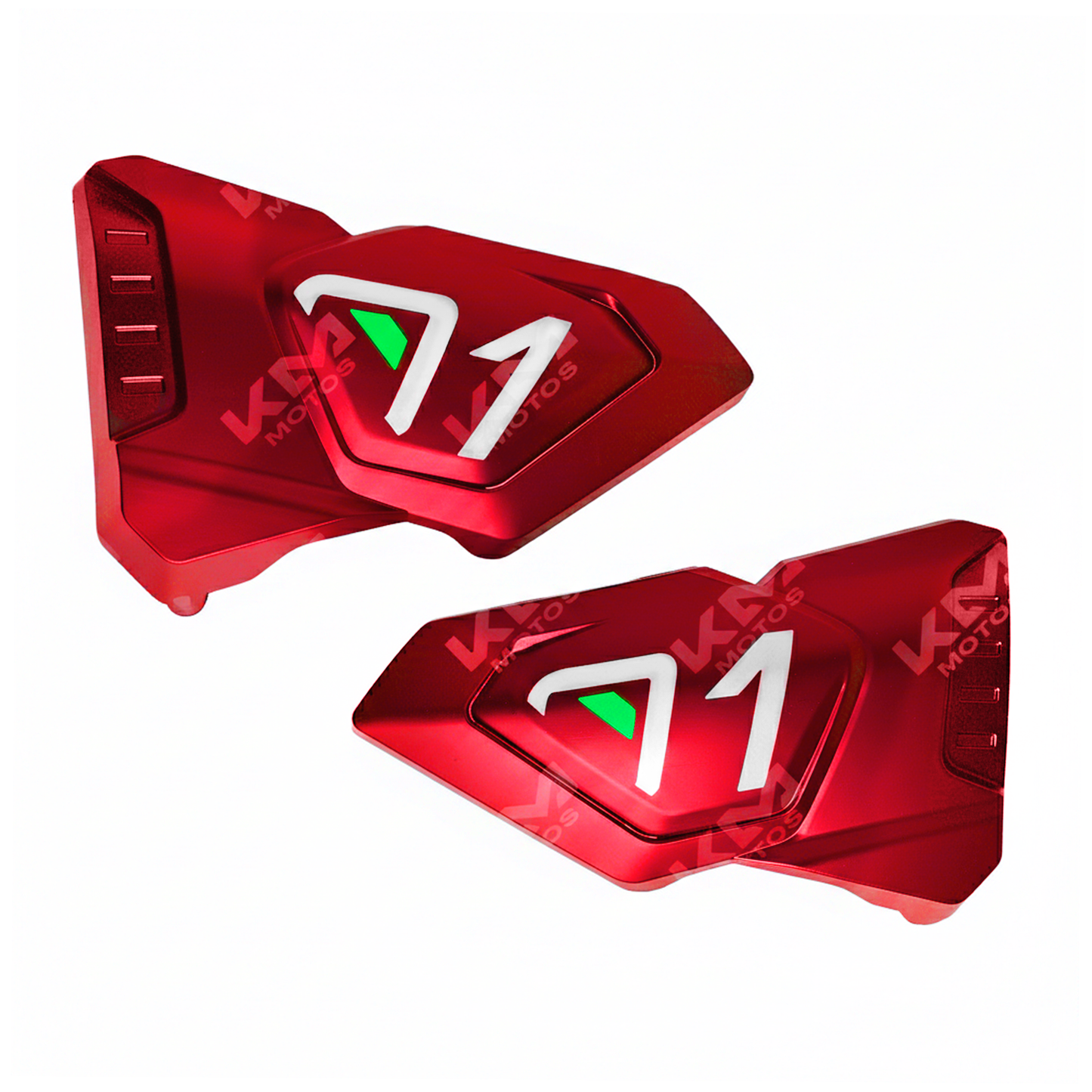 Tapadera lateral para motor CG125 rojas Racing de KM Motos, con diseño resistente y acabado en color rojo brillante.
