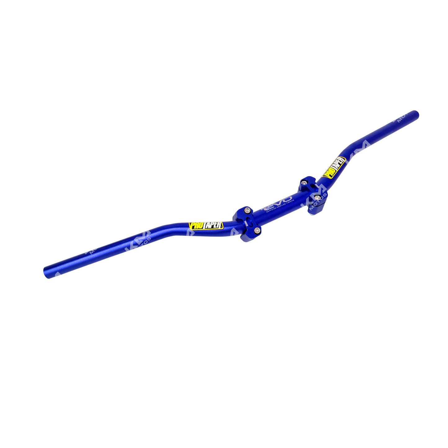 Timon fundido azul KMMOTOS ASV/ProTaper para motocicleta, diseño deportivo y resistente, visible en la imagen.