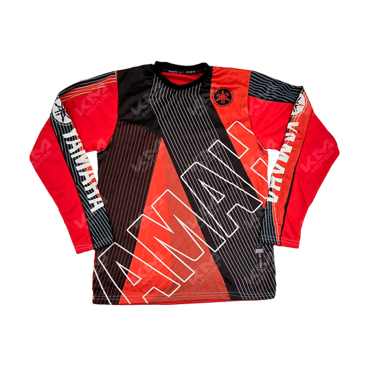 CAMISETA DEPORTIVA + DISENO YAMAHA ROJA, NEGRA JD04 TALLA "L"